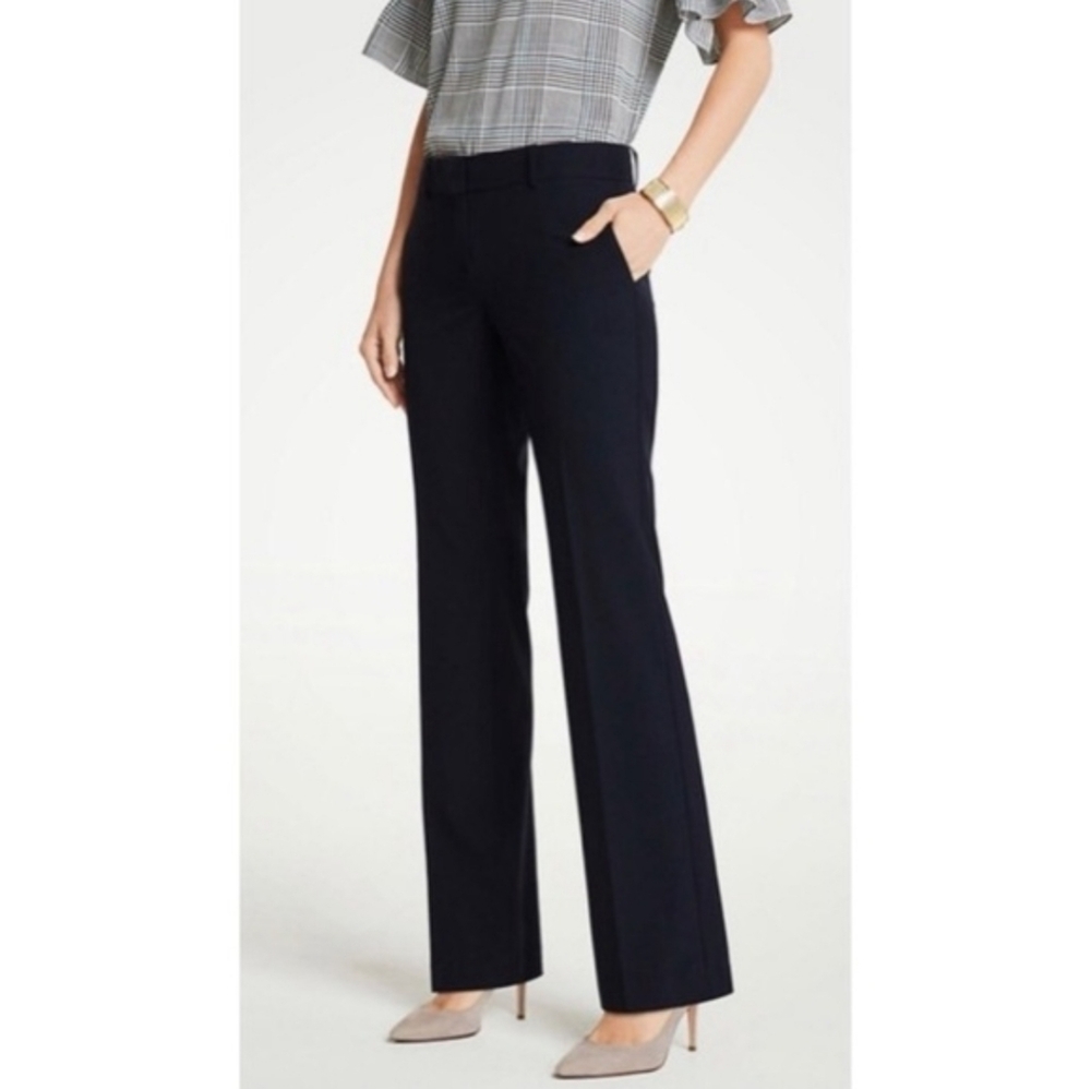 Ann Taylor Classic Linen Cotton Trouser Dress Pants Tailored NWT Solid Black 8P